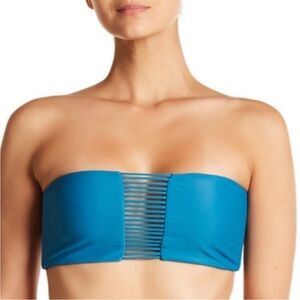 Mikoh Sunset Strappy Bandeau Bikini Swim Top Abyss Blue Teal Size Extra Small XS
